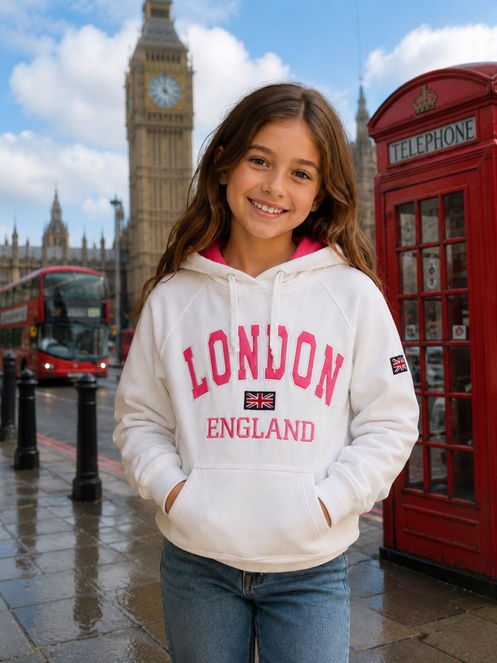 NAS London England White and Pink Sweatshirt - Picture 1 of 7